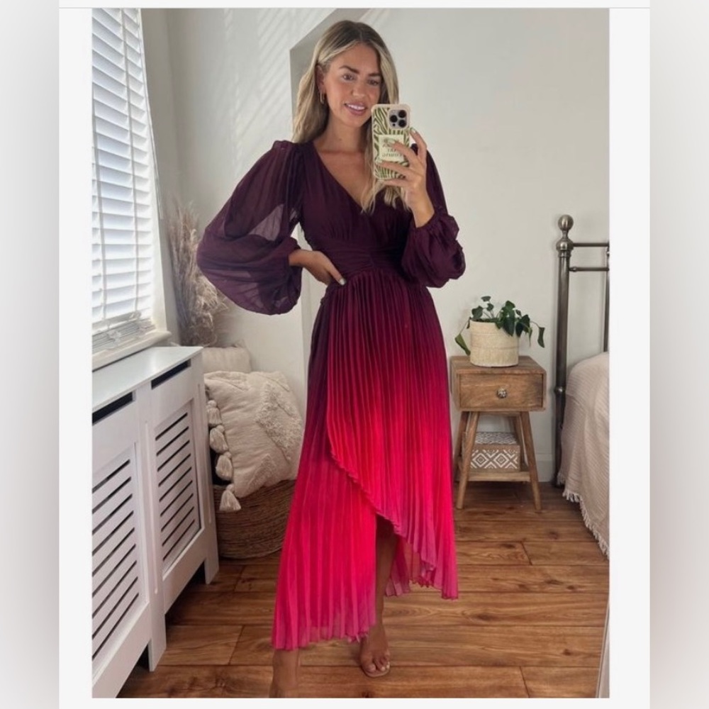StyleCheat ombré pink/maroon dress sz 10 NWT